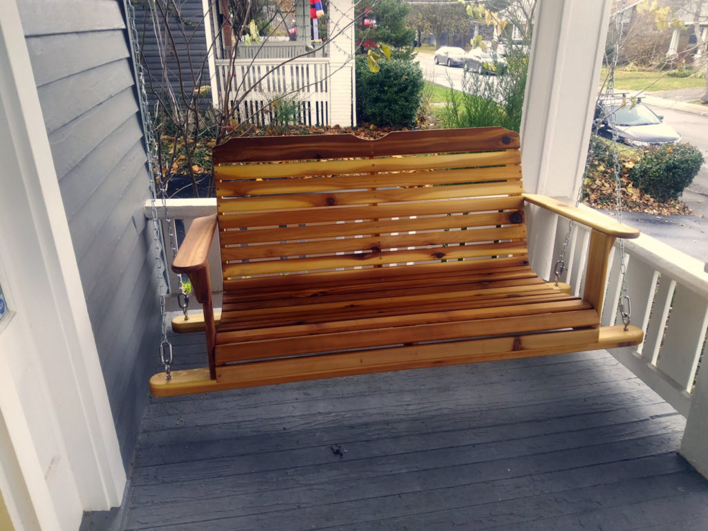 Completed porch swing.