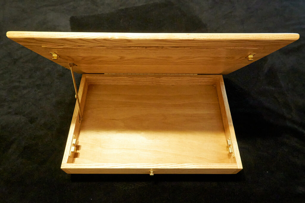 A lap desk, opened.