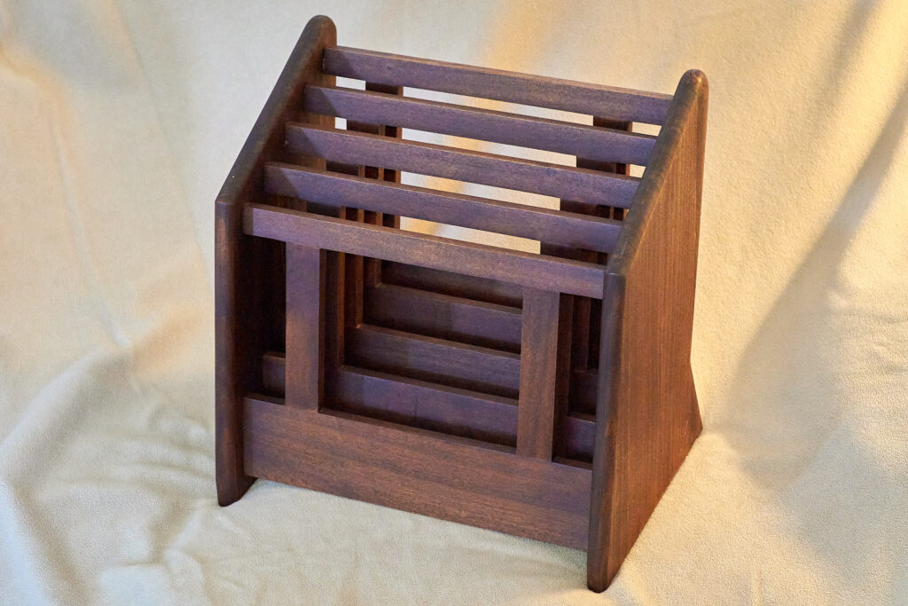 The front of an LP stand.