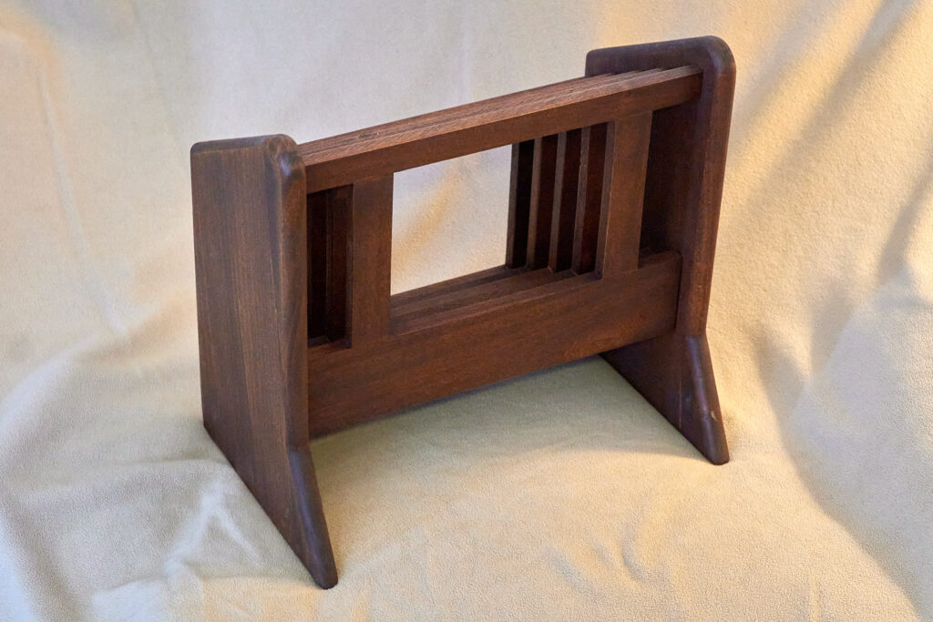 The rear of an LP stand.